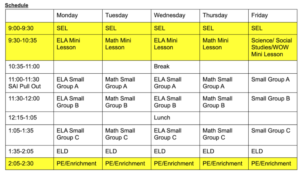 Daily Schedule